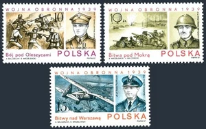 Poland 2824-2826, MNH. Michel 3113-1315. WW II Battles & Heroes, 1987. - Picture 1 of 1