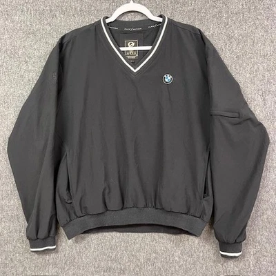 Jaqueta Pulôver Masculina BMW Média Preta Decote V Logotipo Camiseta Equipamento Para Esportes - Imagem 1 de 4