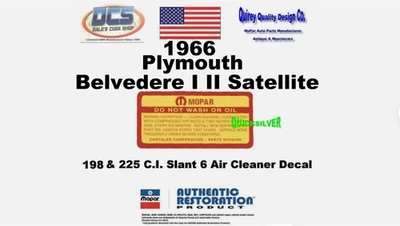 Calcomanía Belvedere Satellite Slant 6 1966 sin lavar filtro de aire 2206376 MoPar EE. UU. Foto 1 de 2