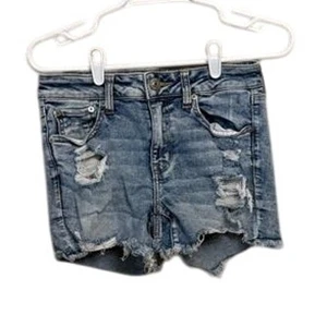 American Eagle Stretch abgeschnittene Jeansshorts abgenutzt helle Waschung blau Denim Gr. 8 - Bild 1 von 7