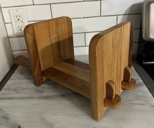 Vintage MCM Mischholz Nussbaum Schreibtisch Schallplatten Bücherregal Ständer verstellbar MCM - Bild 1 von 13