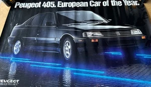 VTG 1989 DOUBLE SIDED 23x35” PEUGEOT 405/505 DEALER POSTER DISPLAY - Picture 1 of 5