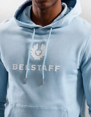 Belstaff Hombres Diseñador Sudadera con Capucha Bolsillo Invierno Cálido Firma Logo Cielo Azul Foto 1 de 4