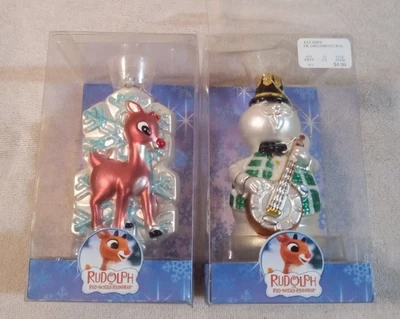 Llave de latón recuerdos tesoros de Navidad RUDOLPH & SAM el muñeco de nieve adorno de vidrio Foto 1 de 4