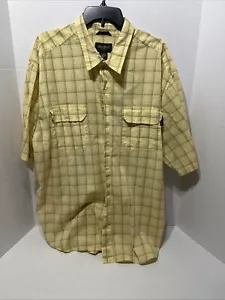 Camicia casual Eddie Bauer uomo XXL giallo verde a quadri manica corta con bottoni - Foto 1 di 2