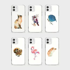 CASE FOR IPHONE 15 14 13 12 11 SE 8 PRO SHOCKPROOF PHONE COVER CAT BIRD HEDGEHOG - Picture 1 of 26