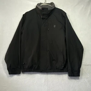 Izod PerformX Ripstop Jacket Men's Medium Black Hooded Long Sleeve Full Zip - Picture 1 of 17