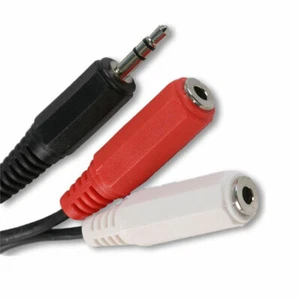 15cm STEREO 3.5mm Mini Jack to TWIN MONO RED WHITE Splitter Audio Cable Adapter - Picture 1 of 4