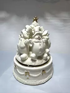 JC Penney Home Collection Musical Ivory Bisque Snow Skaters Music Box - Picture 1 of 6