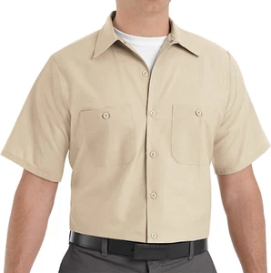 Men'S Industrial Work Shirt, Regular Fit, Short Sleeve - Picture 1 of 12