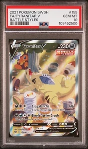 PSA 10 TYRANITAR V 155/163 POKEMON BATTLE STYLES ALTERNATE FULL ART - Picture 1 of 2