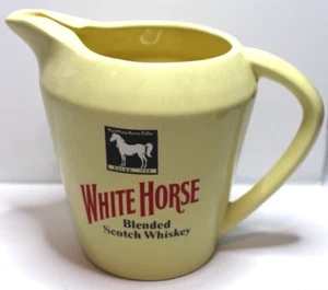 Vintage White Horse Scotch Whisky Water Pitcher Bar Jug Yellow - Picture 1 of 10