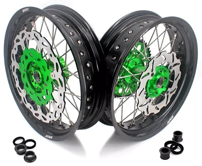 KKE 17" Supermoto Wheels Rims Fit Kawasaki KX250F KX450F 2006-2018 KX125 KX250 - Imagem 1 de 4