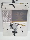 HALLOWEEN HAUNTED BLACK CAT WITCH FABRIC SHOWER CURTAIN