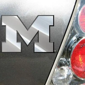 Michigan Wolverines NCAA 3-D Raised Chrome Finished Emblem Auto Car Truck Decal - Picture 1 of 1