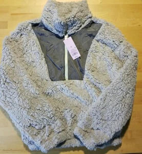 Chaqueta Sherpa Wild Fable Mujer Mangas Largas Cuarto Cremallera Gris Talla Pequeña - Imagen 1 de 3
