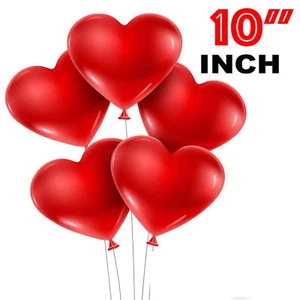 100 PACK RED WHITE HEART SHAPE LOVE BALLONS Wedding Party Valentines Birthday  - Picture 1 of 11