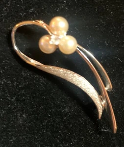 Broche cinta florentina vintage plata esterlina diamantes de imitación y perlas - Imagen 1 de 4