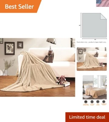 Luxury Ultra-Soft Velvety Blanket in Cream-Beige, Full/Queen, for -Round Comfort - Image 1 of 4