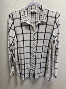 Blusa J Jill a Cuadros Botón Frontal Puño con Botones Ligera Pequeña - Imagen 1 de 9