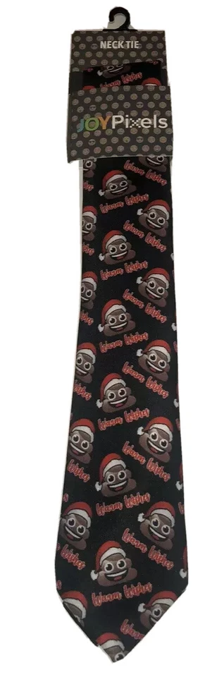 Corbata de cuello emoji de caca negra roja blanca deseos cálidos hombres OSFM Navidad vacaciones píxeles Foto 1 de 4