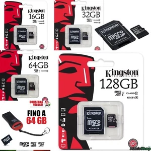 KINGSTON MICRO SD 16 GB 32 GB 64 GB 128 GB CLASS 10 MICROSD SCHEDA PENDRIVER - Foto 1 di 6
