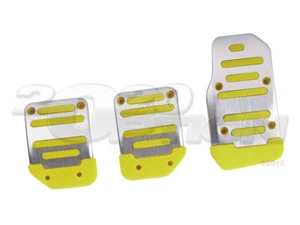 SILVER YELLOW M/T CLUTCH BRAKE GAS PEDAL PADS FOR INTEGRA RSX CIVIC PRELUDE - Picture 1 of 1
