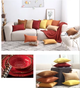 Velvet Cushion Covers Pillow Cases Soft Plain Cushion Cover Sofa Luxury 3 Sizes - Picture 1 of 17