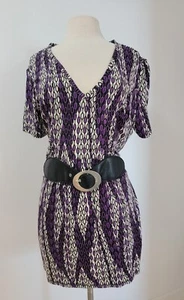 Style & Co. V-Neck Short Sleeved Blouse Purple Black White Size 2X - Picture 1 of 11