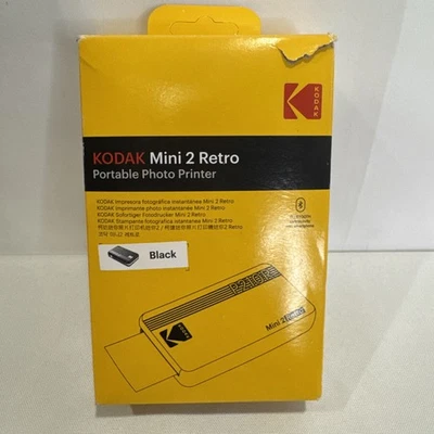 Kodak Mini 2 Retro P210RB Black Wireless Portable Photo Printer 2.1x3.4 Inch New - Image 1 of 4