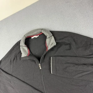 Smartwool Sweater Men's 2XL Black Full Zip Merino Wool Mock Neck Jacket Distress - Picture 1 of 18