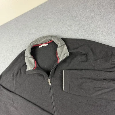 Smartwool Sweater Men's 2XL Black Full Zip Merino Wool Mock Neck Jacket Distress - Image 1 of 4