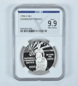 1996-S Community Service Commemorative Silver Dollar Proof 9.9 UCAM NGC X - Picture 1 of 5