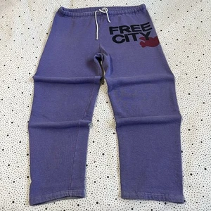 Free City Cotton Logo Sweatpants in Lavender Women's L Wide Leg Cotton Lounge - Picture 1 of 10