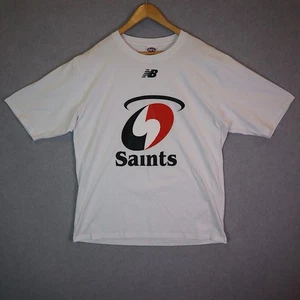 St Kilda Saints AFL Mens Retro T-Shirt White Size M New Balance Footy Tee - Picture 1 of 8