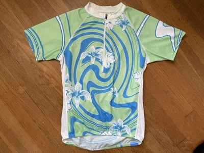 Camiseta deportiva de ciclismo Cannondale para mujer verde/azul/blanco manga corta media cremallera talla S Foto 1 de 4