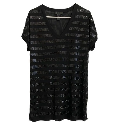 I.N.C International Concepts Radiance Глубокий Черный Блестящий Прозрачный Топ Средний Б/У в отличном состоянии - Изображение 1 из 4