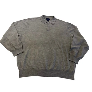 Paul Fredrick 100% Merino Wool Polo Sweater Gray 3XL Soft Lightweight Knit Cozy - Picture 1 of 8
