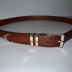 Jos A. Banks geprägter Ledergürtel Herren 42 braun silberfarbene Schnalle Made in USA - Bild 1 von 14