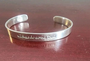 FAR FETCHED 925 STERLING SILVER " WISHES DO COME TRUE" CUFF BRACELET. 6.5"(1.3) - Picture 1 of 19