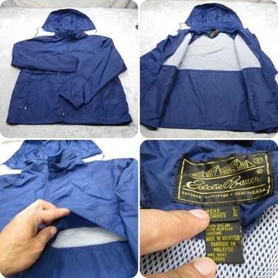 Chaqueta de Lluvia Eddie Bauer Para Hombres Grande Azul Ligera Embalable Guarda Capucha Nylon De Colección Foto 1 de 4