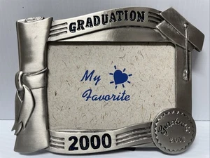 NEW!!! Metal 6" 4"X3" Graduation 2000 Photo Frame Silver Tone Cap Diploma in Box - Picture 1 of 14