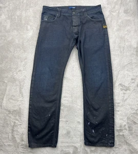 G-Star Jeans Mens 33x28 Blue Defender Raw Super Slim Dark Wash Indigo Denim - Picture 1 of 20