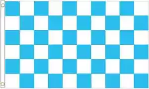 BANDERA A CUADROS AZUL CIELO CLARO/BLANCA - 5 X 3 FT COVENTRY CHEQUE A CUADROS - Imagen 1 de 8