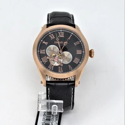CERRUTI 1881 Black Leather Automatic Chronograph Watch CRA162SR02BK - Image 1 of 4