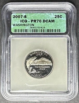 2007-S Proof Washington Quarter ICG PR-70 DCAM, Buy 3 Items, Get $5 Off!! - Image 1 of 2