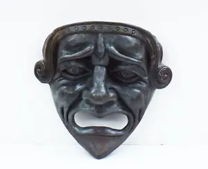 Ancient Greek Theater Drama Tragedy Mask - Bronze Color Effect - Picture 1 of 3