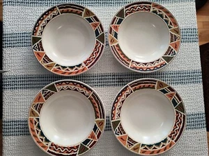 Vintage Mikasa INTAGLIO Muster CAA37 Steinzeug SW Pasta Suppe JAMBOREE SCHALEN 4er Set  - Bild 1 von 13