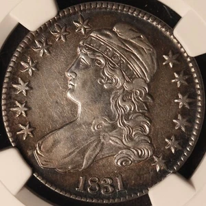 1831 Capped Bust Half Dollar, NGC XF45, Overton 108, Gorgeous Toning! - Picture 1 of 10