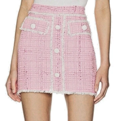 Generation Love Nessa Contrast Tweed Skirt Pink Cream Women Size 4 NWT - Image 1 of 4